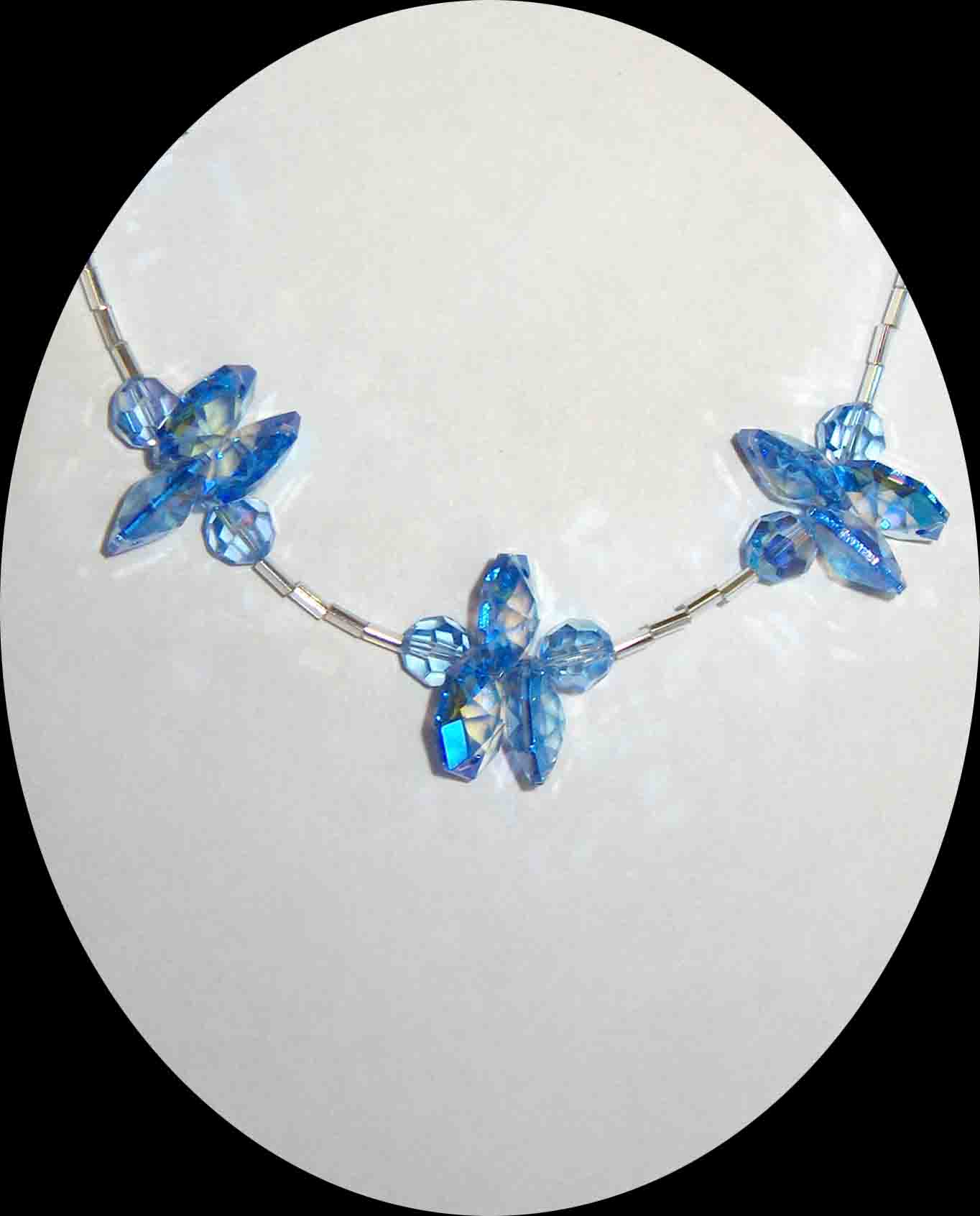 Blue Aurora Swarovski Flower Necklace