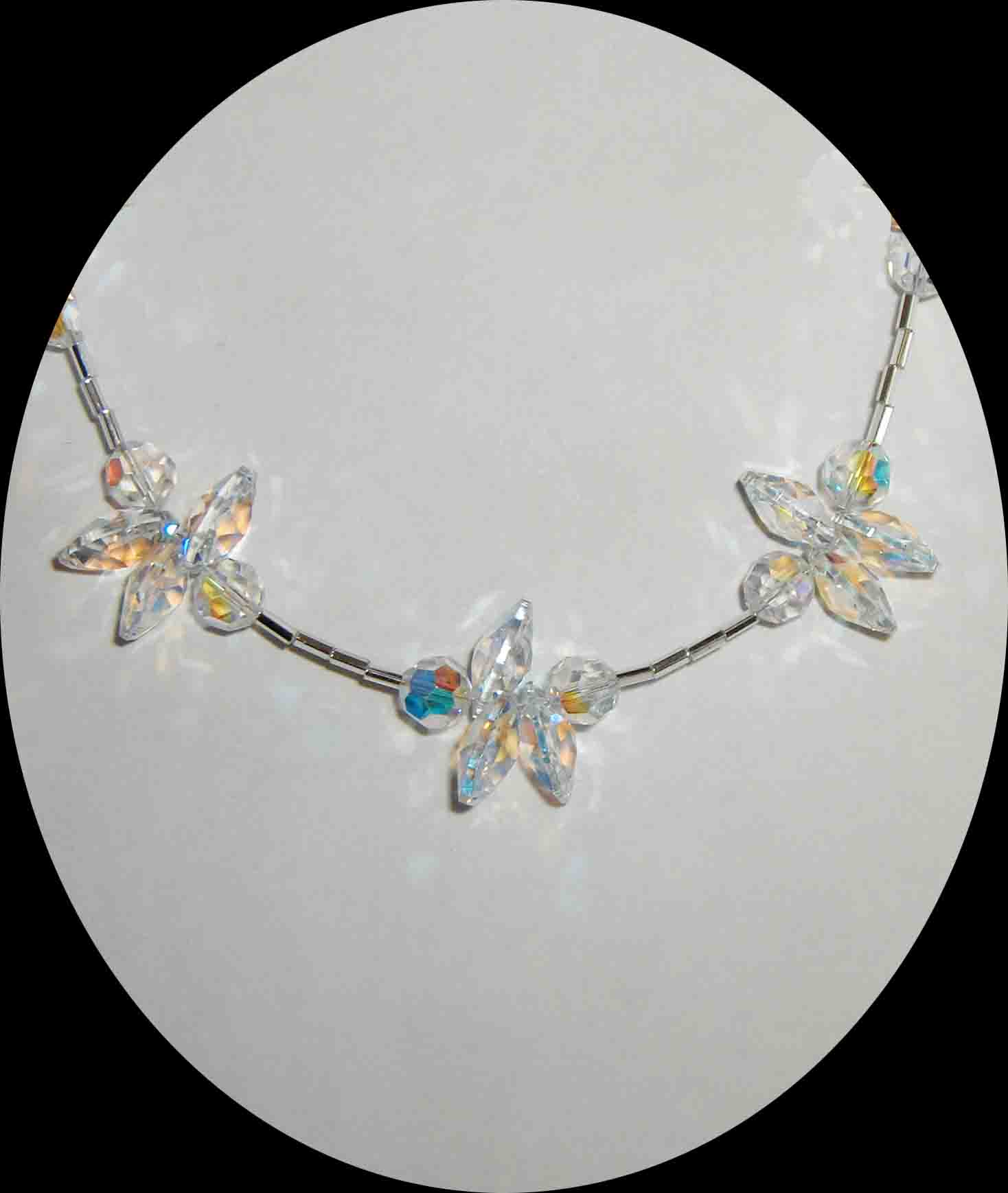 White Aurora Swarovski Flower Necklace